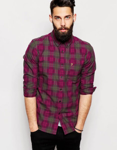 Farah Shirt with Space Dye Check Slim Fit 