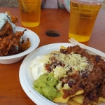 Festival food with venison chilli and veggie fritters at the 2016 Eisteddfod in Abergavenny