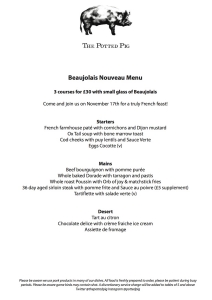 Potted Pig beaujolais day menu 2016 in Cardiff