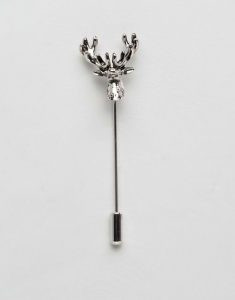 Noose & Monkey Stag Lapel Pin In Silver