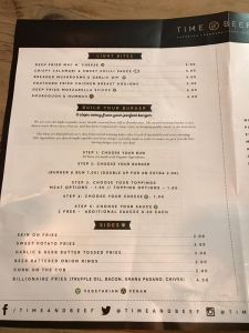 time and beef food menu cardiff