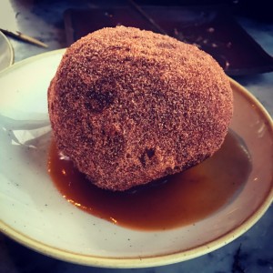 Ox cheek donut at Duck and Waffle London