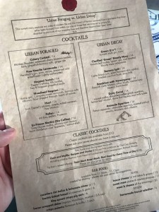 cocktail menu at duck and waffle