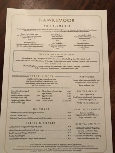 Hawksmoor Guildhall breakfast menu