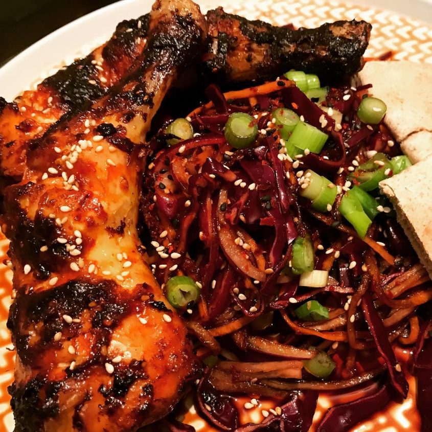 korean air fried chicken and asian slaw recipe