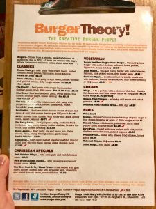 Burger Theory Menu Cardiff
