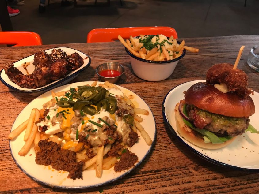 chilli cheese fries and korean fried chicken at Beefy Boys Hereford