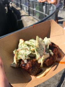 Smoked & tallow-confit pork cheeks, glazed in Holy Sauce and served with fennel-dill-skånsk mustard slaw from HOLY SMOKE BBQ at Meatopia