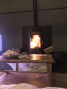 log burner in the cottage