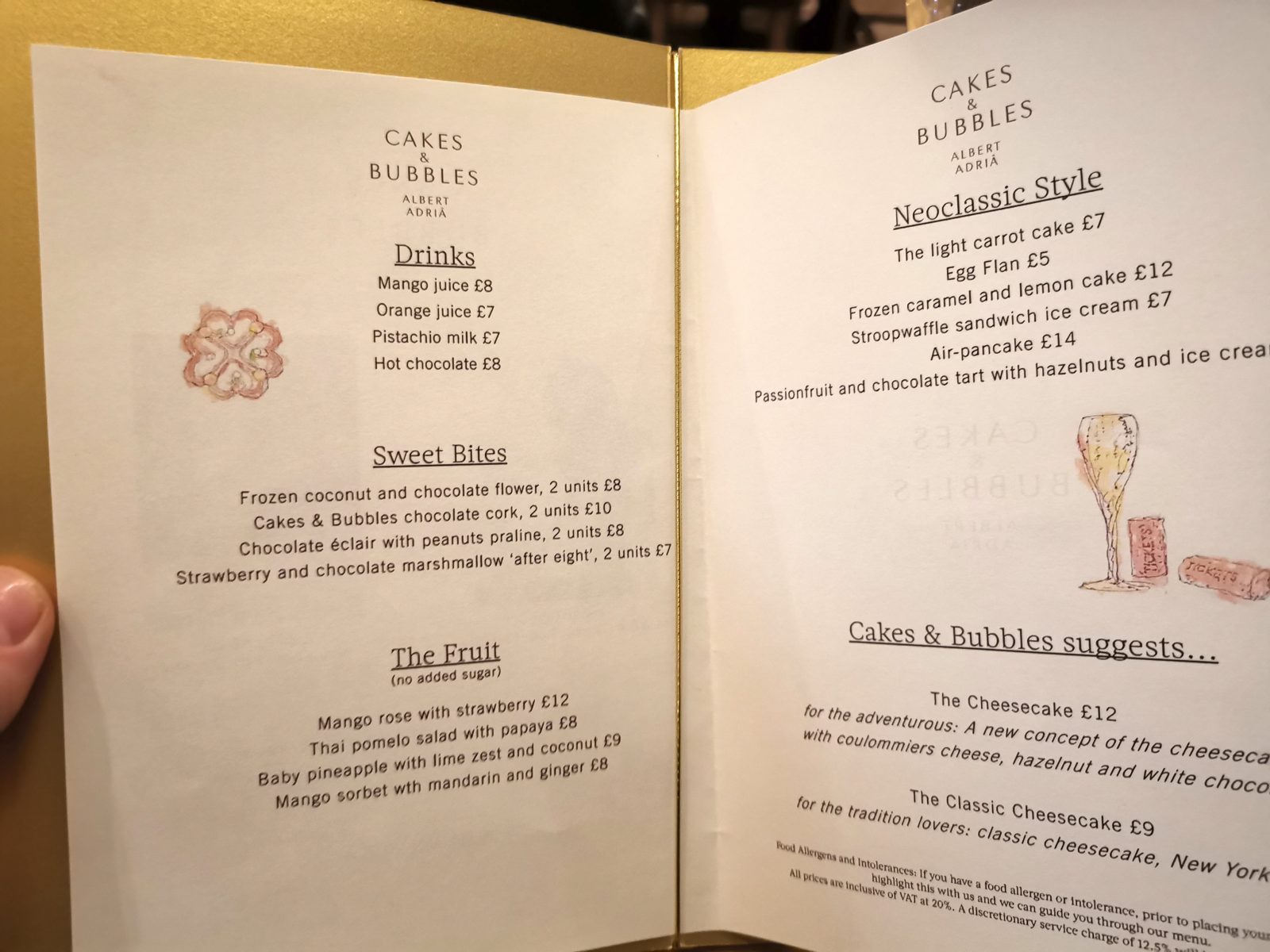 Albert Adria's Dessert Menu at Cakes and Bubbles - London