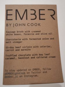 Ember by John Cook menu in Cardiff