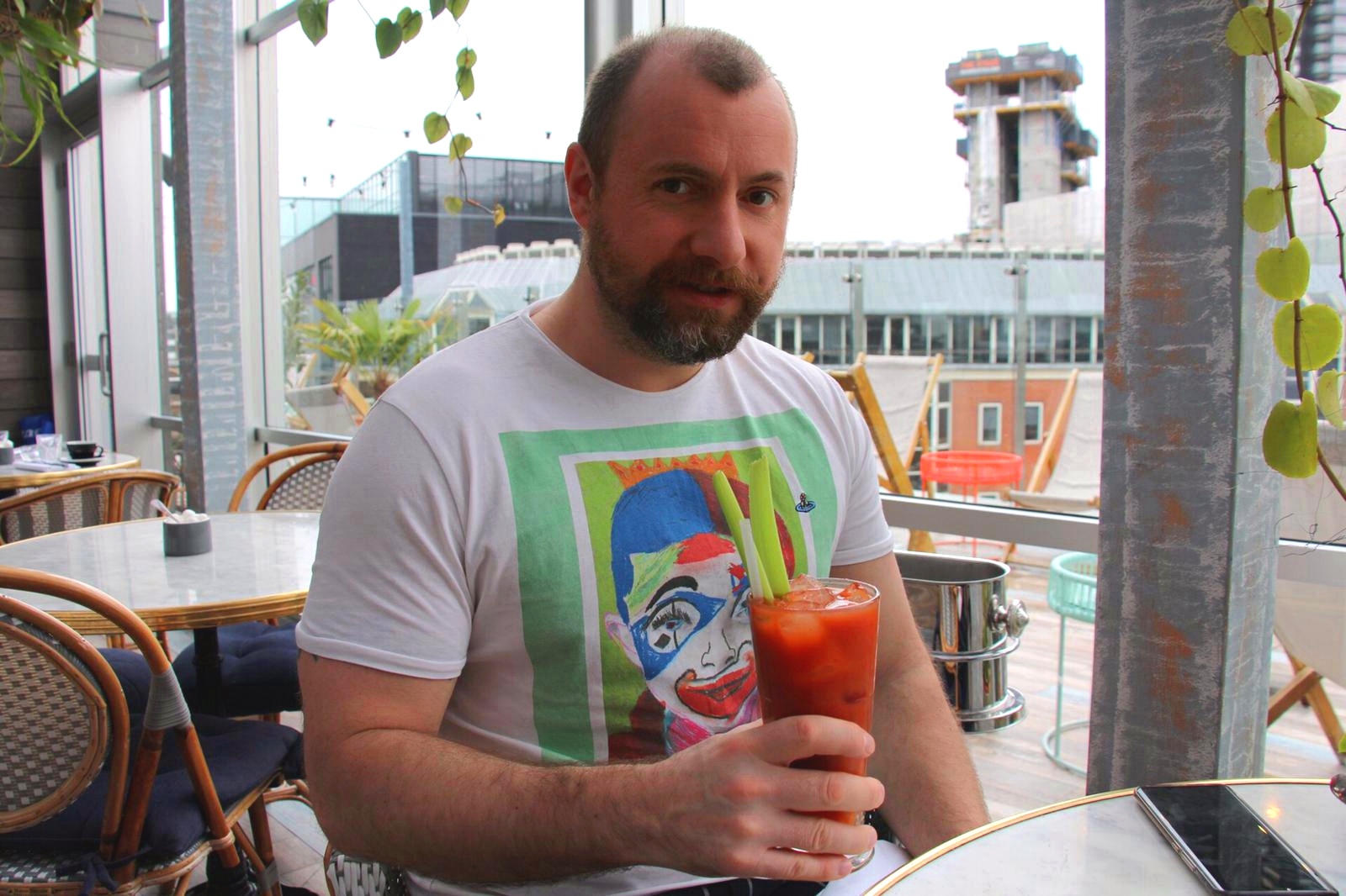 Me having a breakfast cocktail at The Curtain Shoreditch - London